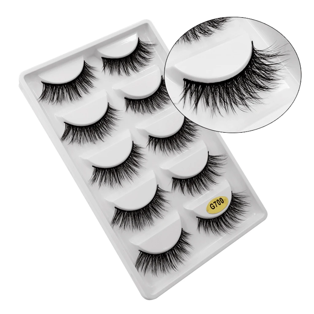 Lots 5 Pairs Natural 13mm Long 3D Handmade False Eyelashes Eye Lashes Extension Makeup Beauty Tools - Black