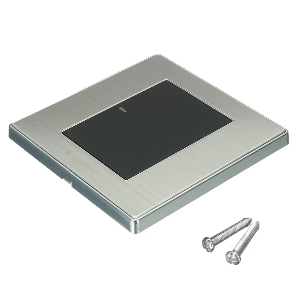 

10A 250V LED Light 1 Gang 1 Way Modern Switch Wall Mount Touch Panel Control Brushed Metal Stainless Steel Home Indoor Switch