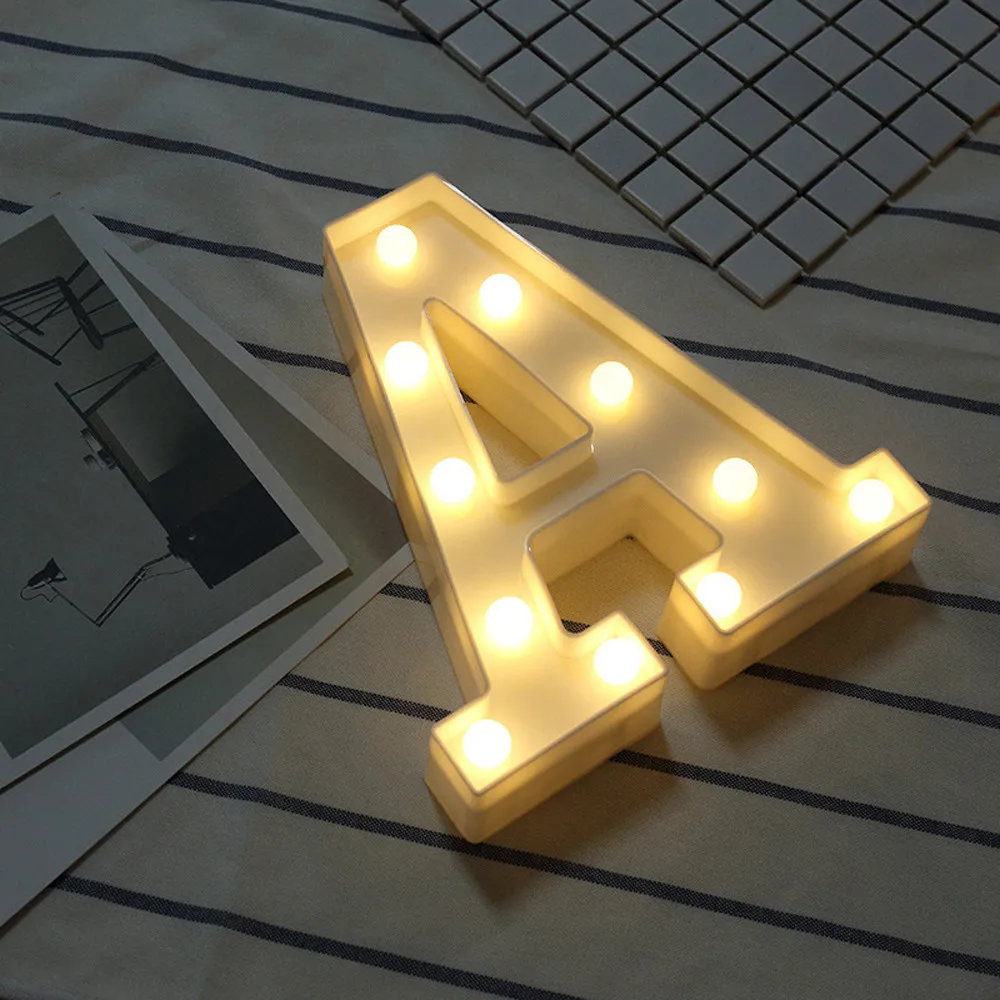 Alphabet LED Letter Light Romantic Wedding Standing Letter Lamp Lights Light Up White Plastic Valentine Love Girlfriend Gifts