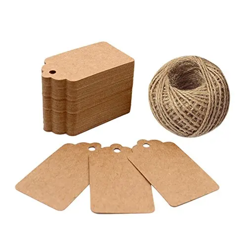 

300pcs Brown Kraft paper blank tags with hole gift tags for baby shower party favors DIY personalized wedding gifts for guests