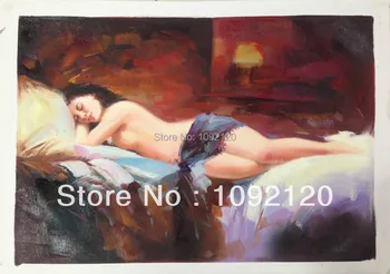 

High Quality Nude Paintings Canvas Painting Hand-painted Real Pictures In Store Impressionist Picture Sleeping Sexy Woman