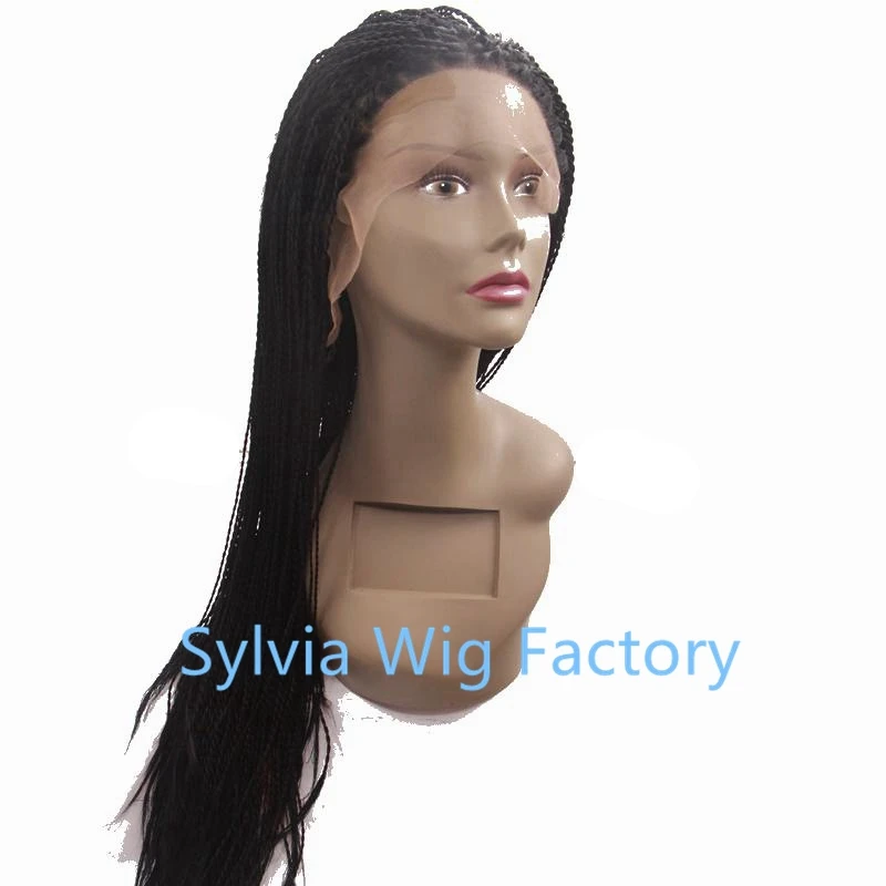 

Hot selling black twist box braided wig synthetic lace front wig synthetic braided Kinky Curl for black women free shiping