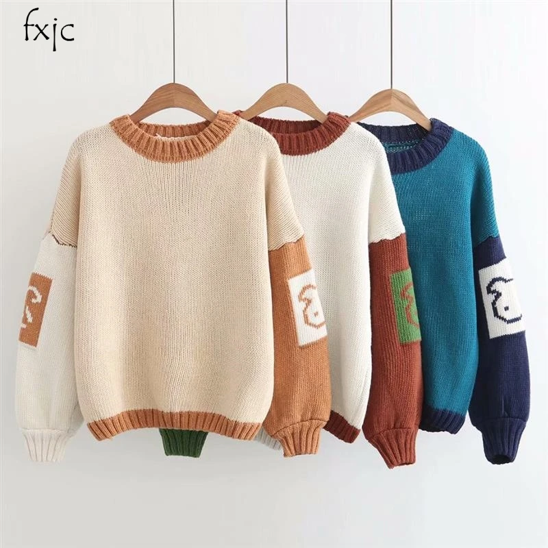 

Autumn new women's pullover round neck cartoon pattern long sleeve sweater coat 2018 women's sweater Tops