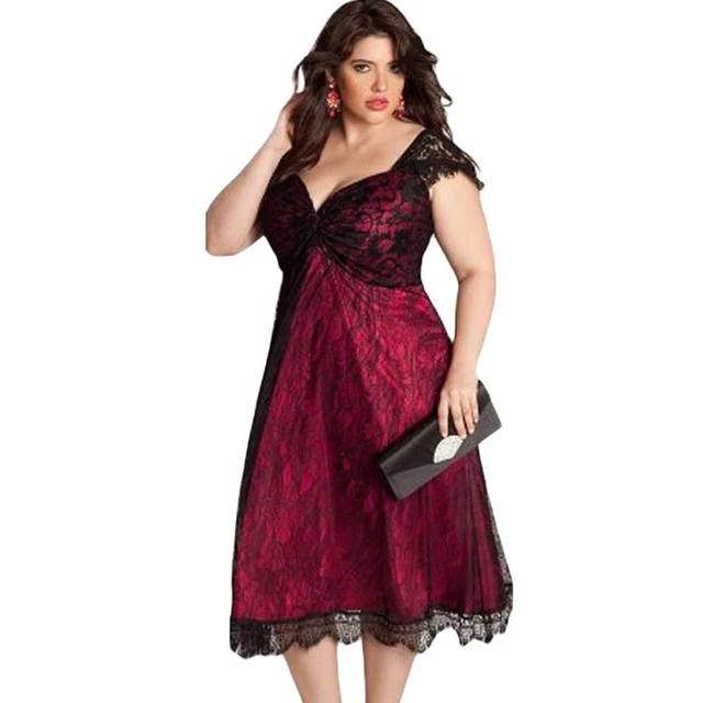 pink and black plus size dress