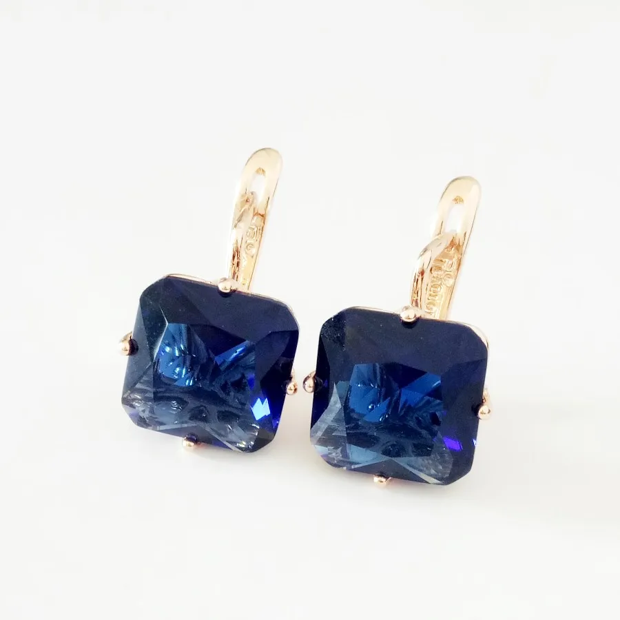 

Office Lady Earring Women Earrings Rose Gold Color Jewelry New Fashion Big Square Red Cubic Zircon Luxury Drop Earrings