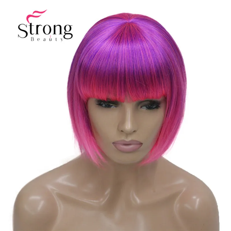 StrongBeauty corto Bob rosa, parte de punto Cosplay fiesta peluca sintética completa opciones de color StrongBeauty corto Bob rosa, parte de punto Cosplay fiesta peluca sintética completa opciones de color
