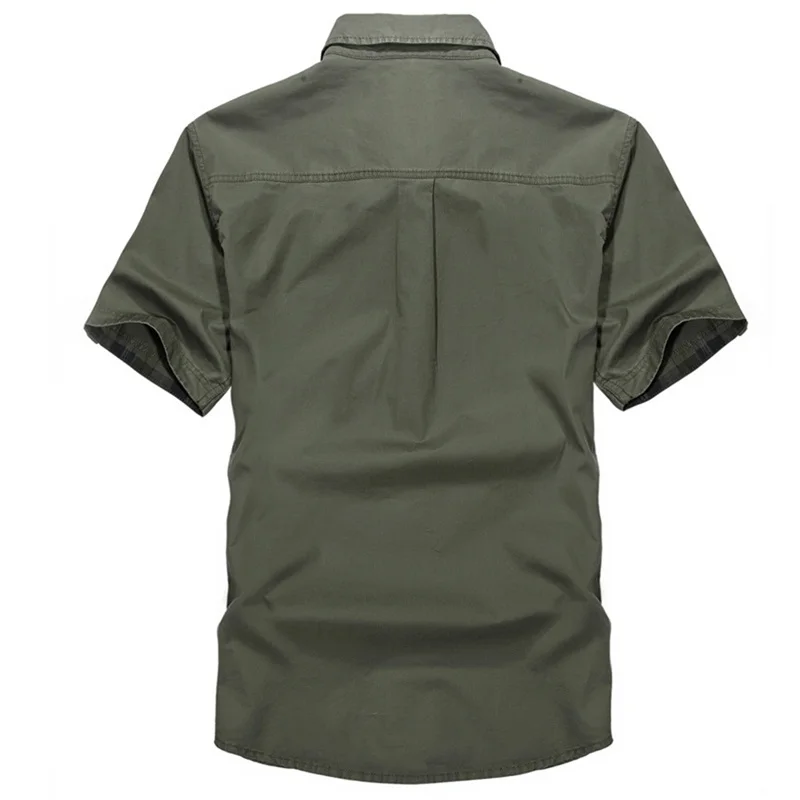 Kaufen Jeep Einfarbig Baumwolle Herren Shirts Kurzarm drehen unten Kragen Armee Grün Khaki Männer Tops Casual Männlichen Camisas hemd XXXL 2018