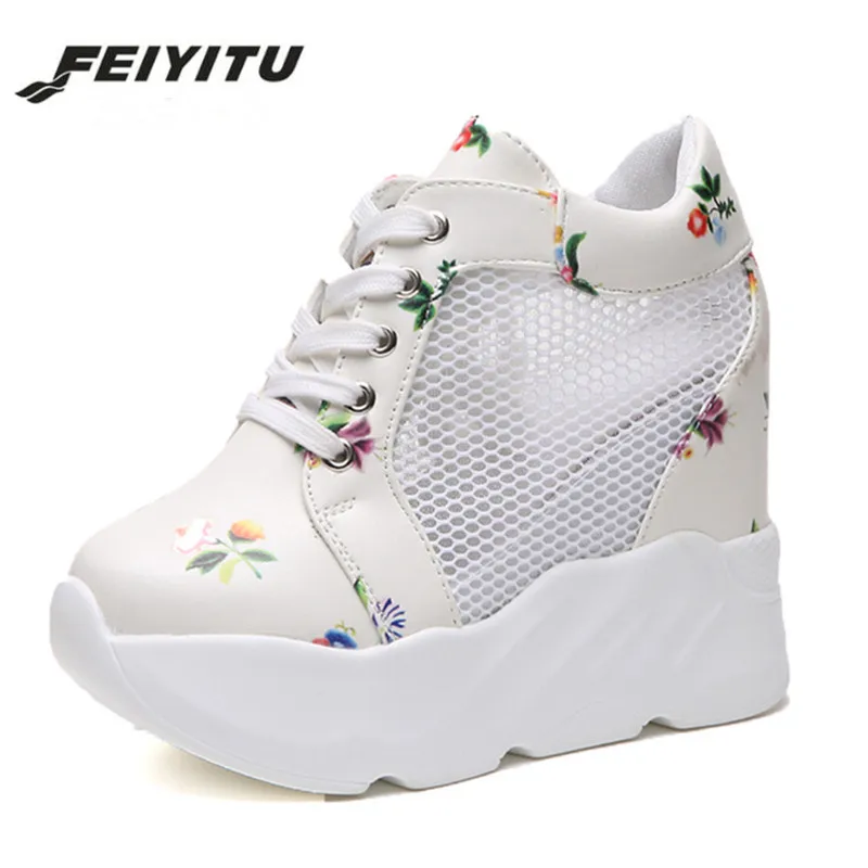 

FeiYiTu Women's Sneakers Platform 2018 New White Casual Shoes Woman Sneaker Breathable Female Canvas Shoes Comfortable Eu 34-39