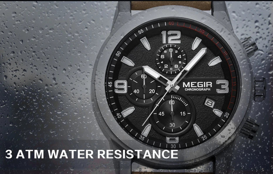 MEGIR Chronogragph люксовый бренд кварцевые мужские часы модные кожаные спортивные часы мужские светящиеся армейские военные наручные часы