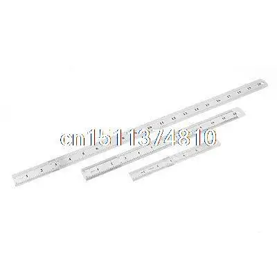 

Office Silver Tone 15cm 30cm 50cm Measuring Dual Side Straight Ruler 3 in 1