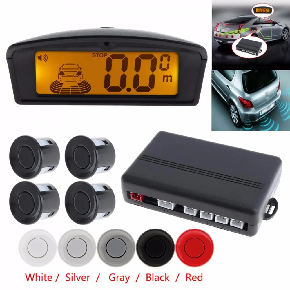 

Car Auto Parktronic LED Parking Sensor with 4 Sensors Reverse Backup Car Parking Radar Monitor Detector System with LCD Display