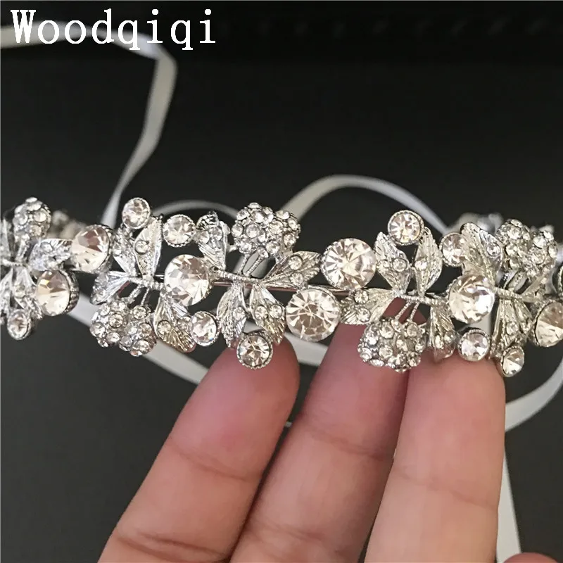 Woodqiqi невесты венок-корона аксессуары для Свадьбы de boda mujer повязка для волос Корона bijoux спереди