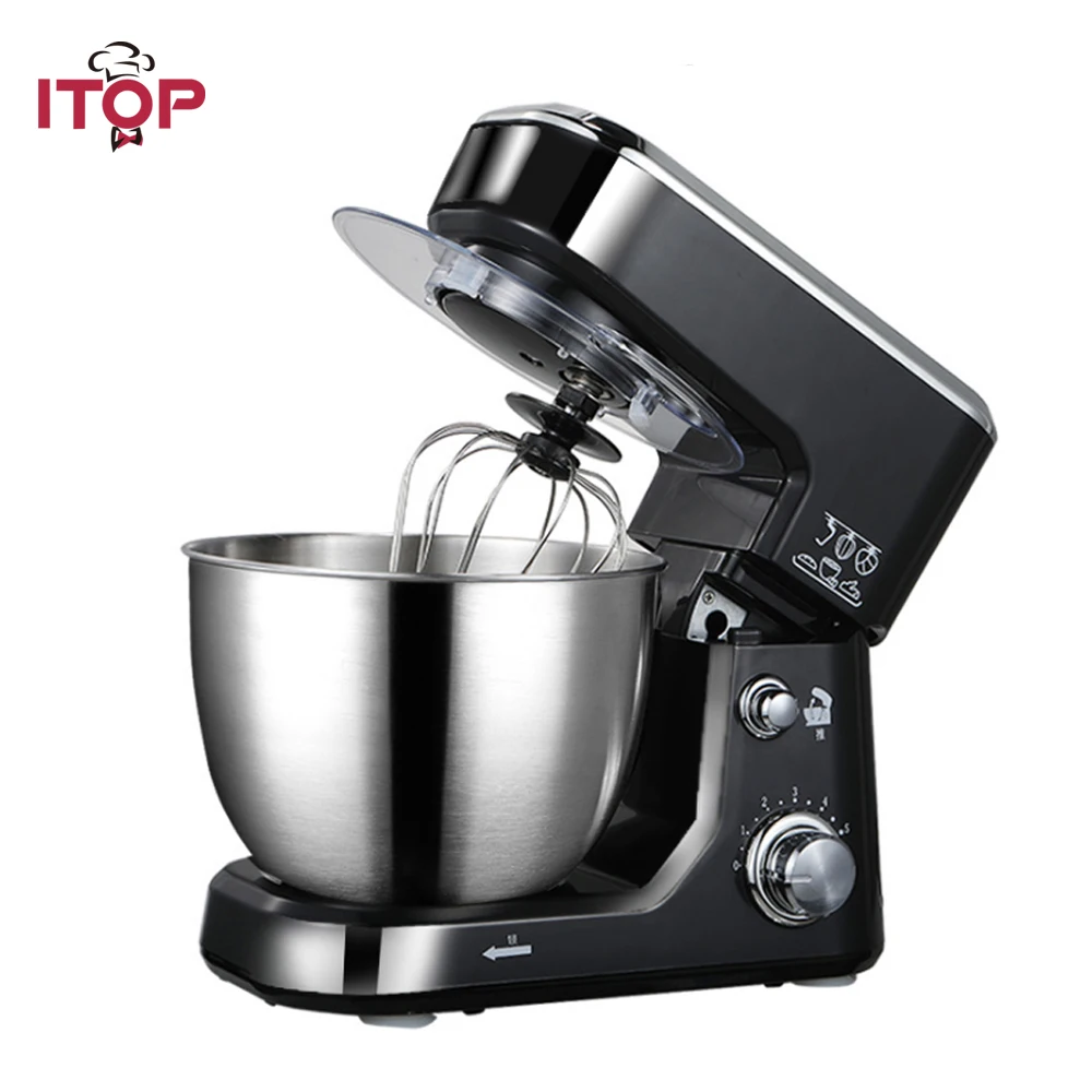 

ITOP ELectric Black/Red 4L Food Mixers Kitchen Mixer Machine With Egg Beater Dough Ice Cream Mixer Maker Machine 6-Speed Blender