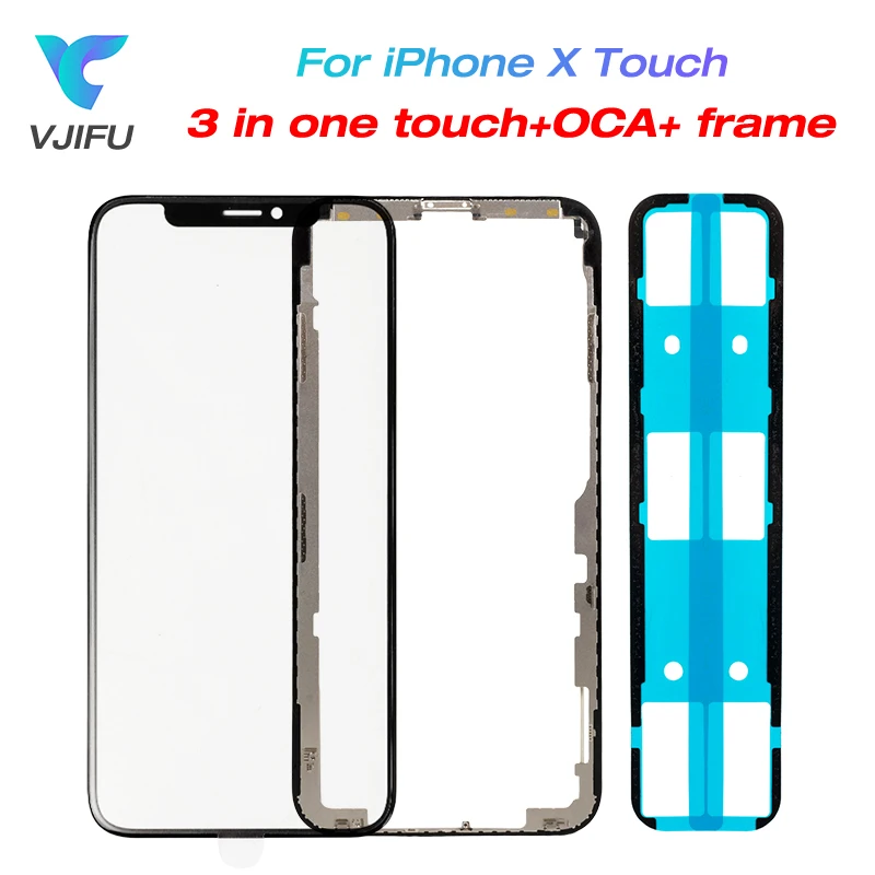 10pcslot New For iPhone X Touch Glass Screen Panel + OCA + Frame Bezel for iPhone X LCD Outer Glass Cover Lens Repair Parts