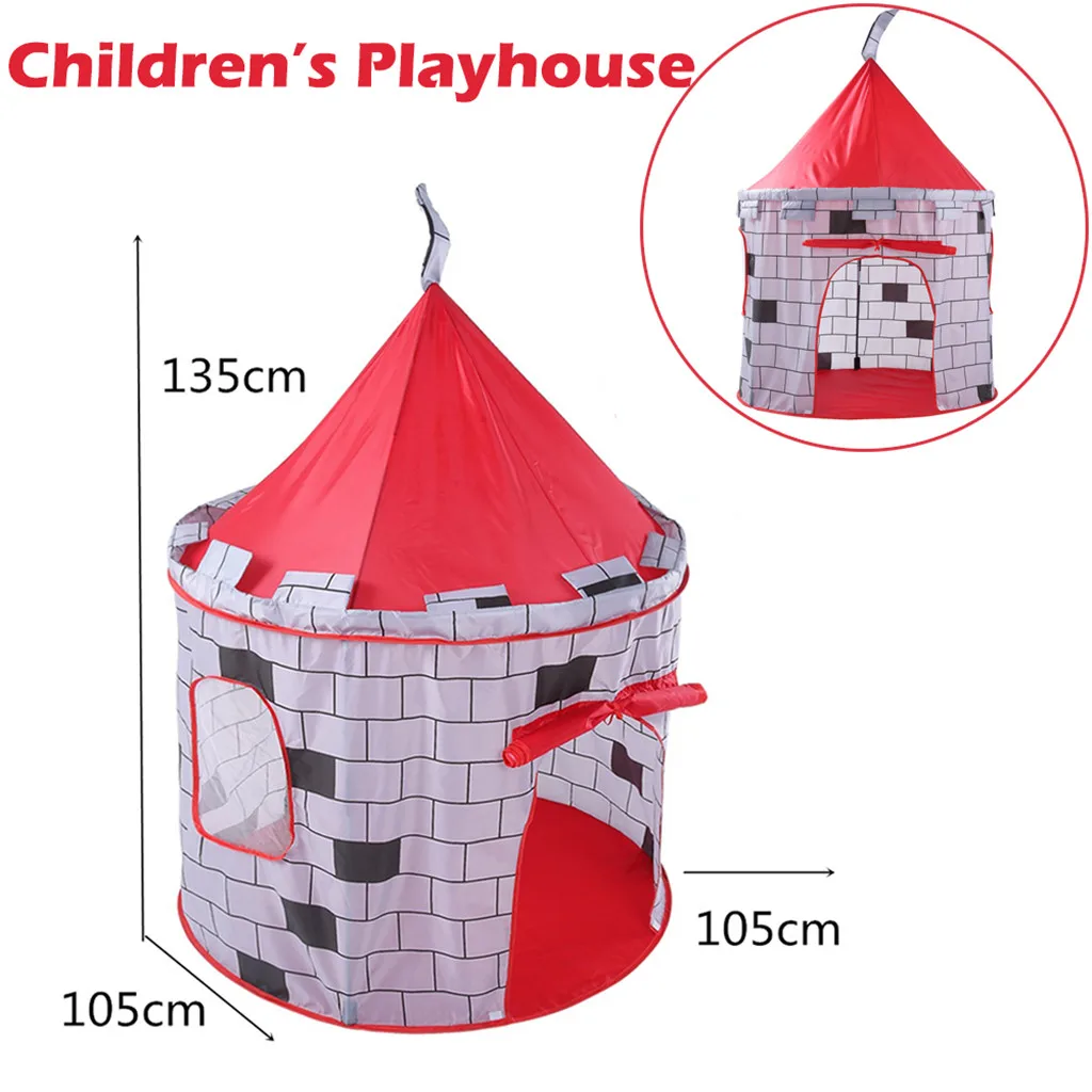 Folding Children Kids Play Knight Castle Tent In/Outdoor Toy House Boys Girls Kid Outdoor Camping Sunshade Beach