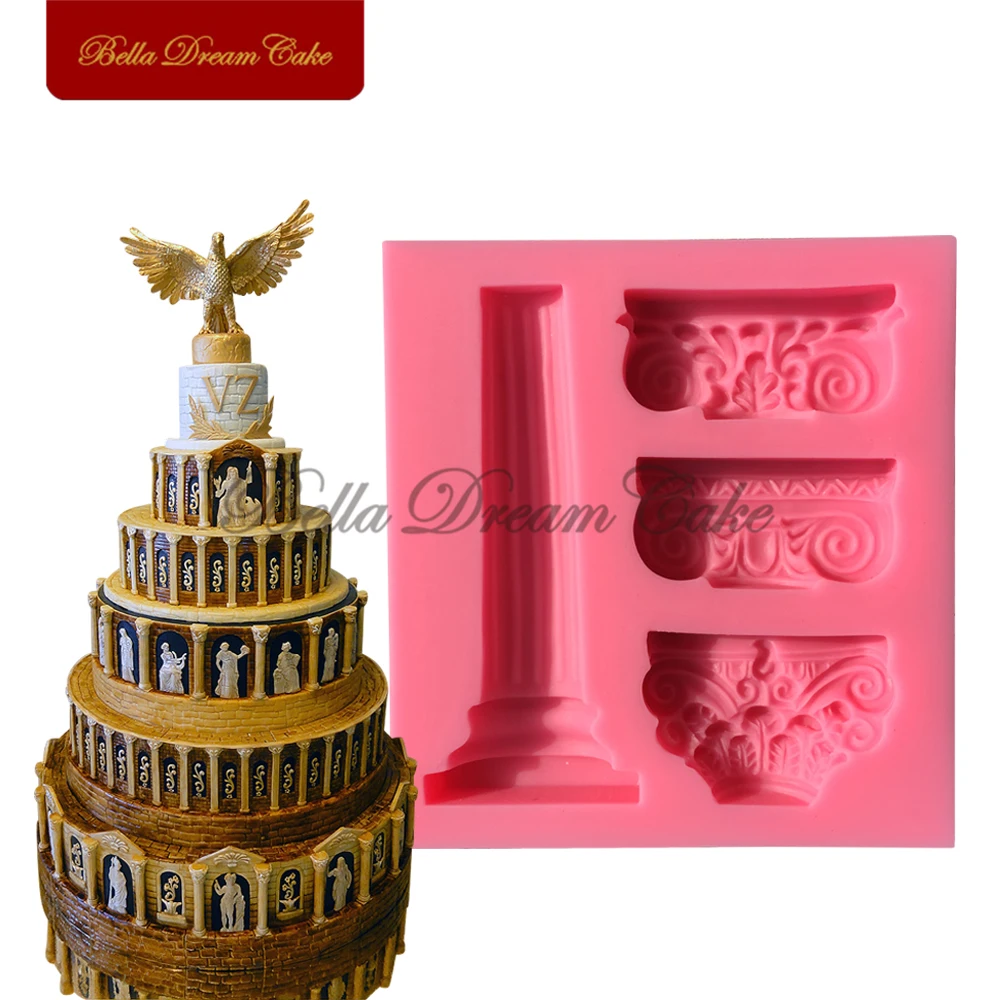 

Romanesque Architecture Silicone Cake Mold Castle Fondant Decorating Mould 3d Plaster Mold Sugarcraft Tools Soap Moulds SM-558