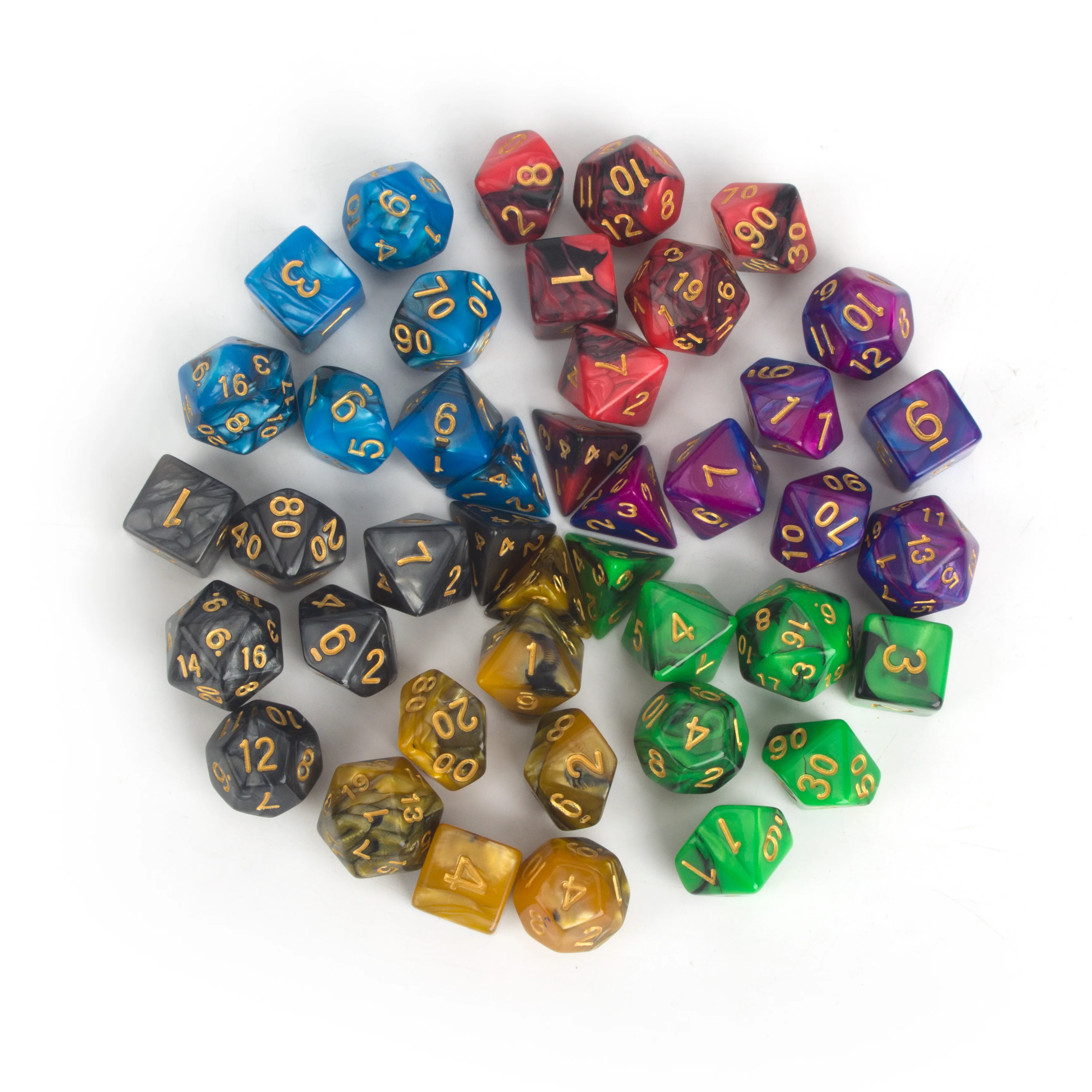 Polyhedral Dice Double Color For RPG MTG Game 42pcs 6Set With Bag D4 D6