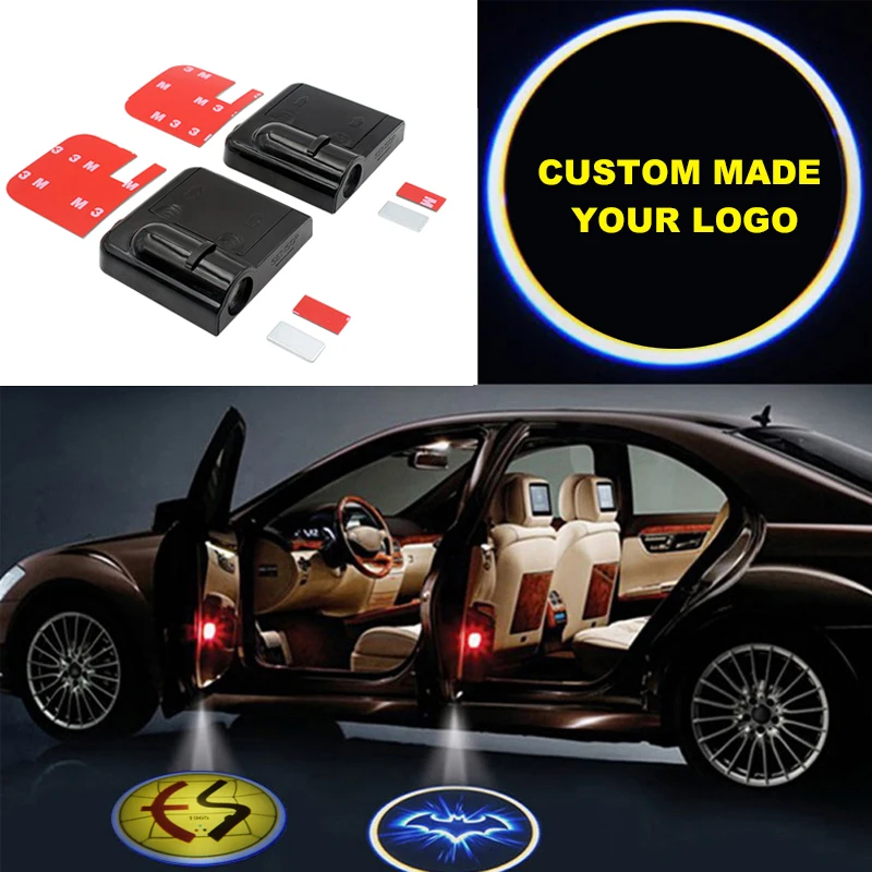 Custom Made 2pcs LED Door Warning Light Wireless Car Logo Door Light Car Door Lights Logo
