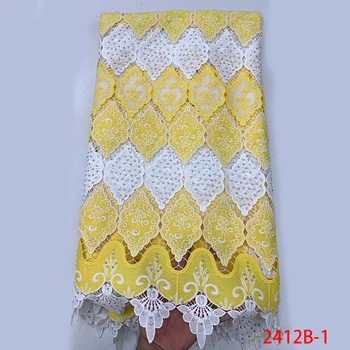 

Hot Sale African Guipure Lace Fabric With Stones High Quality Water Soluble Cord Lace Fabric For Nigerian Wedding Dress 2412b