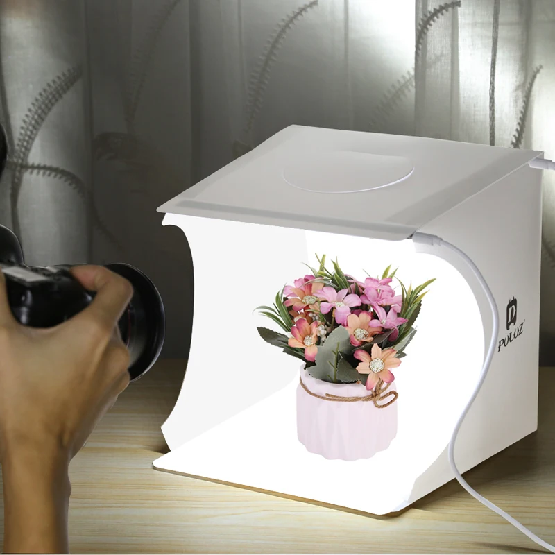 

Mini Portable Room Photo Studio Photography Backdrop Folding Light Box Tent Kit with Soft LED Light Strips for Digital DSLR