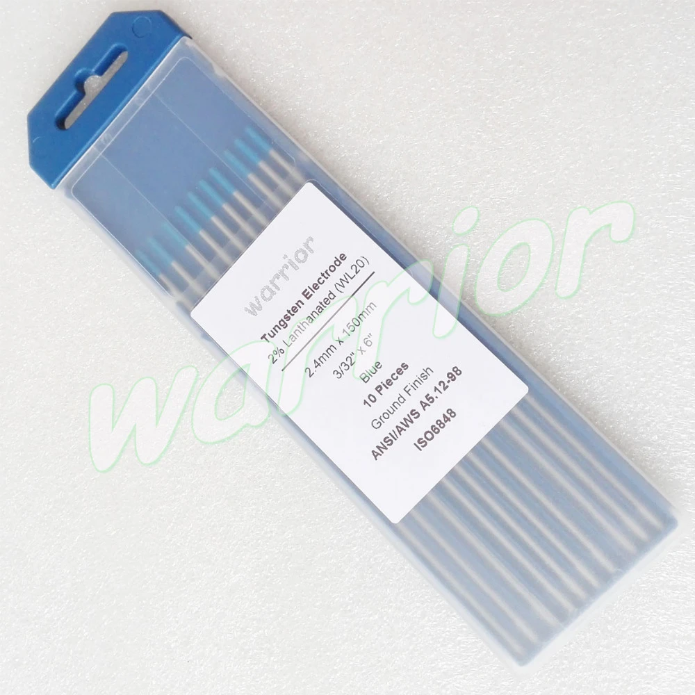 WL20 3//32/"-1//8/" 10-pk TIG Welding Tungsten Electrode 2/% Lanthanated Blue