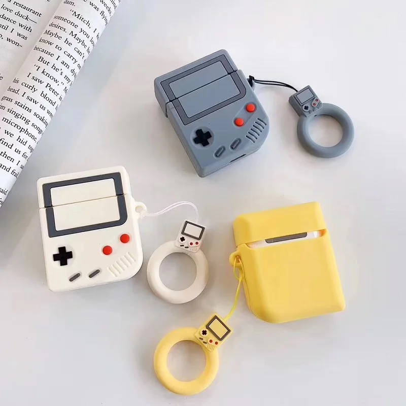 

Soft Silicone Anti Skid 3D Cute Six Color Gameboy Old School Airpods Protective Case Buy One Get Corresponding Finger Ring Free