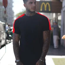 Мужская Спортивная, с коротким рукавом футболка Летняя одежда для фитнеса и спортзала Бодибилдинг футболка мужской Slim Fit тренировочные футболки, топы