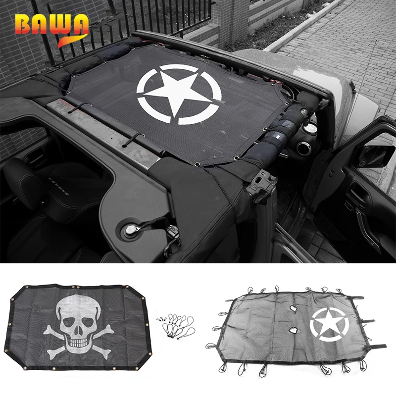 BAWA Car Covers For Jeep Wrangler 2007 2017 JK Sun Shade Roof Top Mesh
