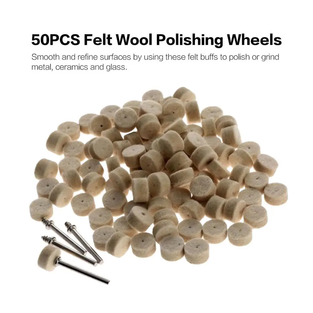 50PCS Felt Polishing Wheels 2.35mm Mandrel Surface Buffing Grinder Rotary Tool Accessories Abrasive Disc Wool Shank | Инструменты