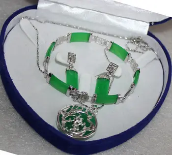 

Hot sell free shipping ~~ 2 colors! charm green/light green bracelet lucky/dragon pendant earring set