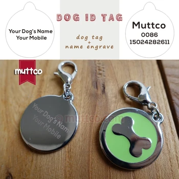 

50pcs/lot 30mm bone print dog tag dog id tag for pet, free shipping laser lettering dog name tags collar leash match dog cat