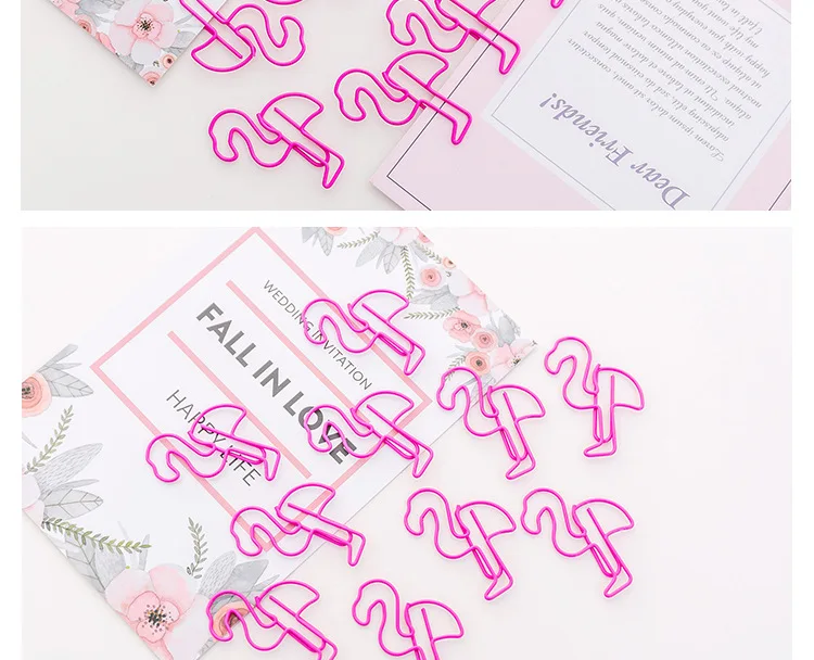 5 шт./партия, милая розовая бумага с фламинго, металлические зажимы, мини-зажим для девочки, офисный зажим для заметок, для фото, билета, файла, школьные принадлежности