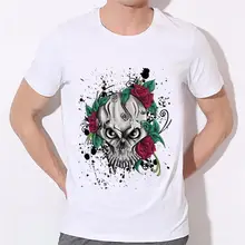 Rose skeleton fashion men’s T Shirts Men T-Shirt Top Swag Short Sleeve skull Tee boy shirt Fitness 13-15#