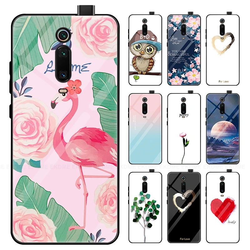 Твердый чехол из закаленного стекла с мультяшным рисунком для Redmi K20 Pro 7 7A 6 Note Xiaomi