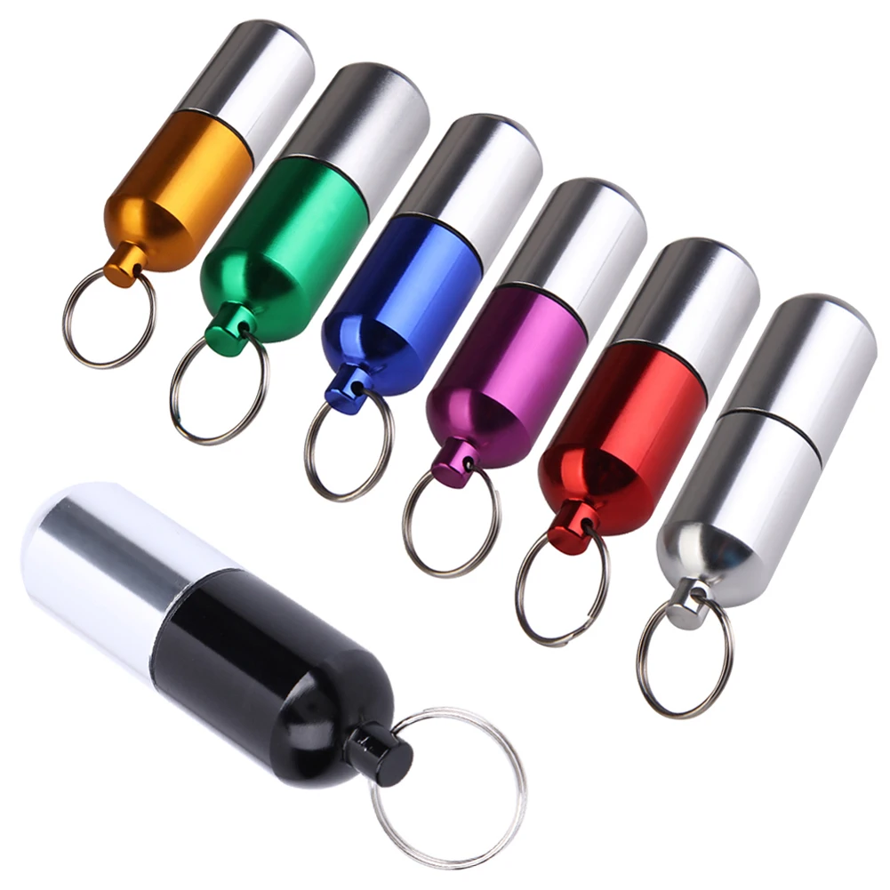 Aluminum Alloy Pill Case Bottle Large Size Pill Drug Container Keychain