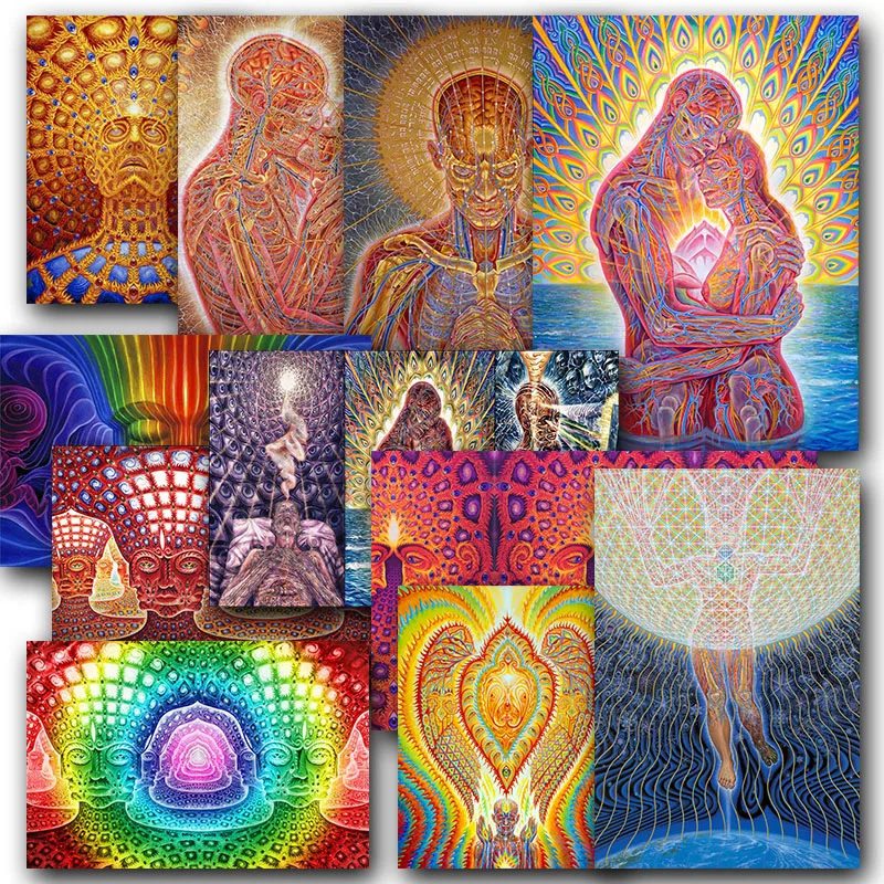 Alex Grey Oversoul Trippy Psychedelic Abstract Art Silk Fabric Poster