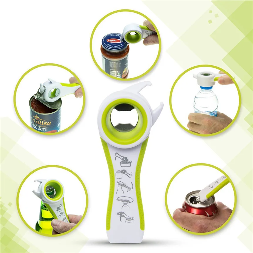 

lovely pet 1PC Bottle Opener Multifunction 5 in 1 Bottles Jars Cans Manual Opener Tool Gadget New drop shipping 0621