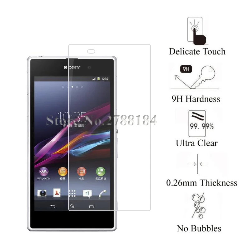 2 шт 0,26 мм закаленное стекло для sony Xperia Z1 C6903 C6943 C6906 C6902 L39H Защитная пленка для экрана стекло для sony Xperia Z1