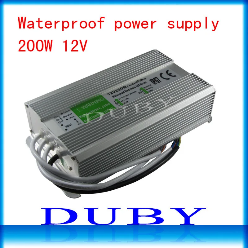 

IP67 12V 16.7A 200W AC100-240V Input Electronic Waterproof Led Power Supply/ Led Adapter 12V 200W free Fedex