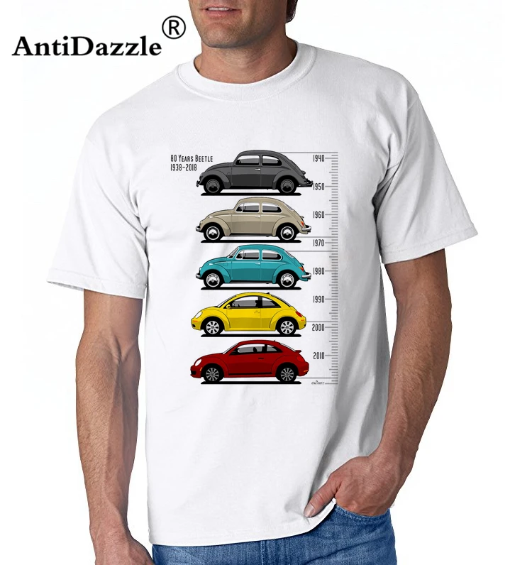Футболки VW Beetle черный и красный взрослых Volkswagen o Средства ухода за кожей шеи