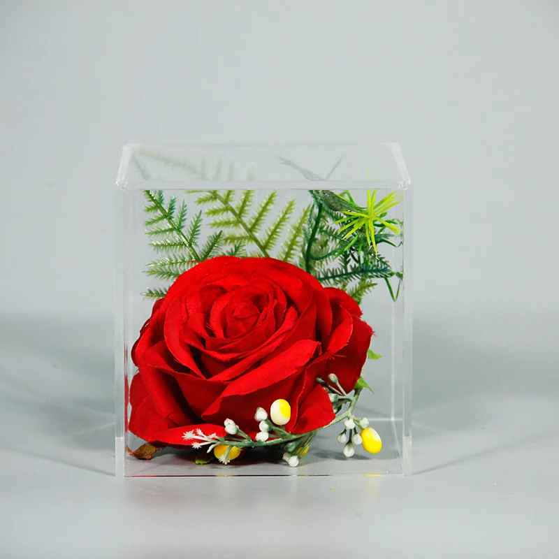 

Single Flower Box Acrylic Clear Rose Storage Valentine's Day Holy Gift For Girlfriend Without Flowers