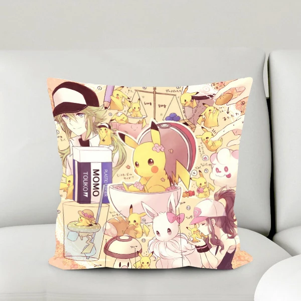 

Gift New Home Textile Micro-suede Fabric One-sided Two-sided Cartoon Square Pillow Case Pokemon Anime Pikachu Hot Sale #40988A