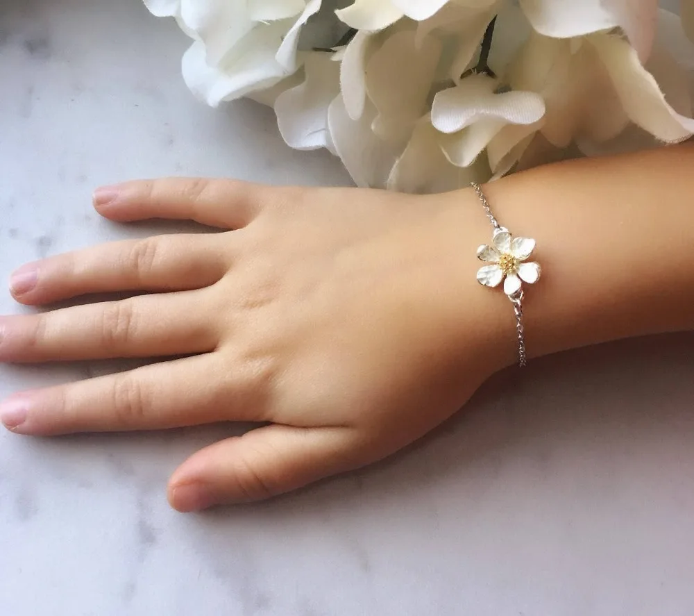 Silver Flower Bracelets for women, FLOWER Girl Proposal Bracelet