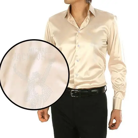 Light Yellow 20 цветов,, Мужская шелковая рубашка, мужские повседневные рубашки с длинным рукавом, модные дизайнерские рубашки с бриллиантами, размеры: 5XL - Цвет: Light Yellow
