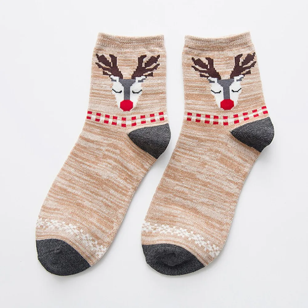 Новинка года; носки для девочек; рождественские удобные дышащие хлопковые носки с рисунком лося; милые кавайные носки; calciteins