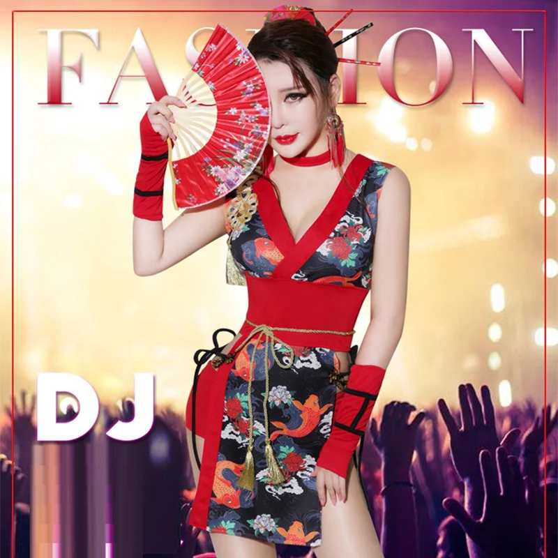 

Cosplay Costumes DJ Woman Singer Retro Cheongsam Cos Clothing Bar DS Geisha Performance Sexy Dance Nightclub Gogo Costume,SC4