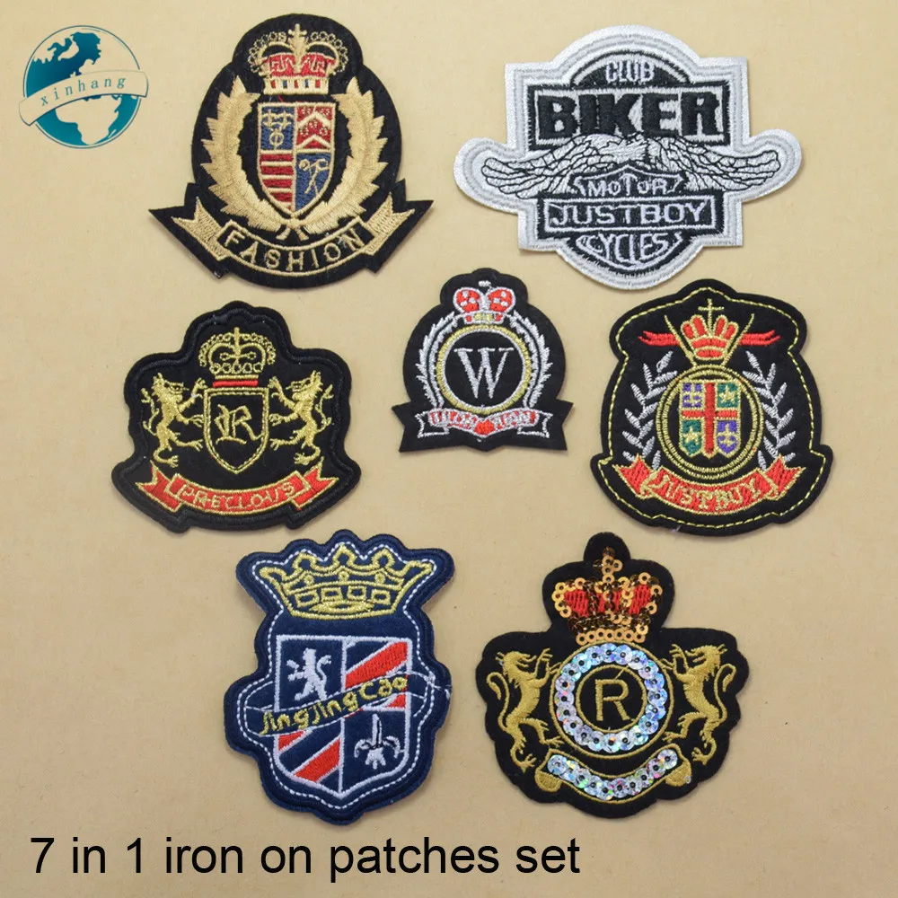 

7 mixed designs Iron On Patches set diy appliques set embroidery patches for clothing badge sticker sewing Accessories#2850
