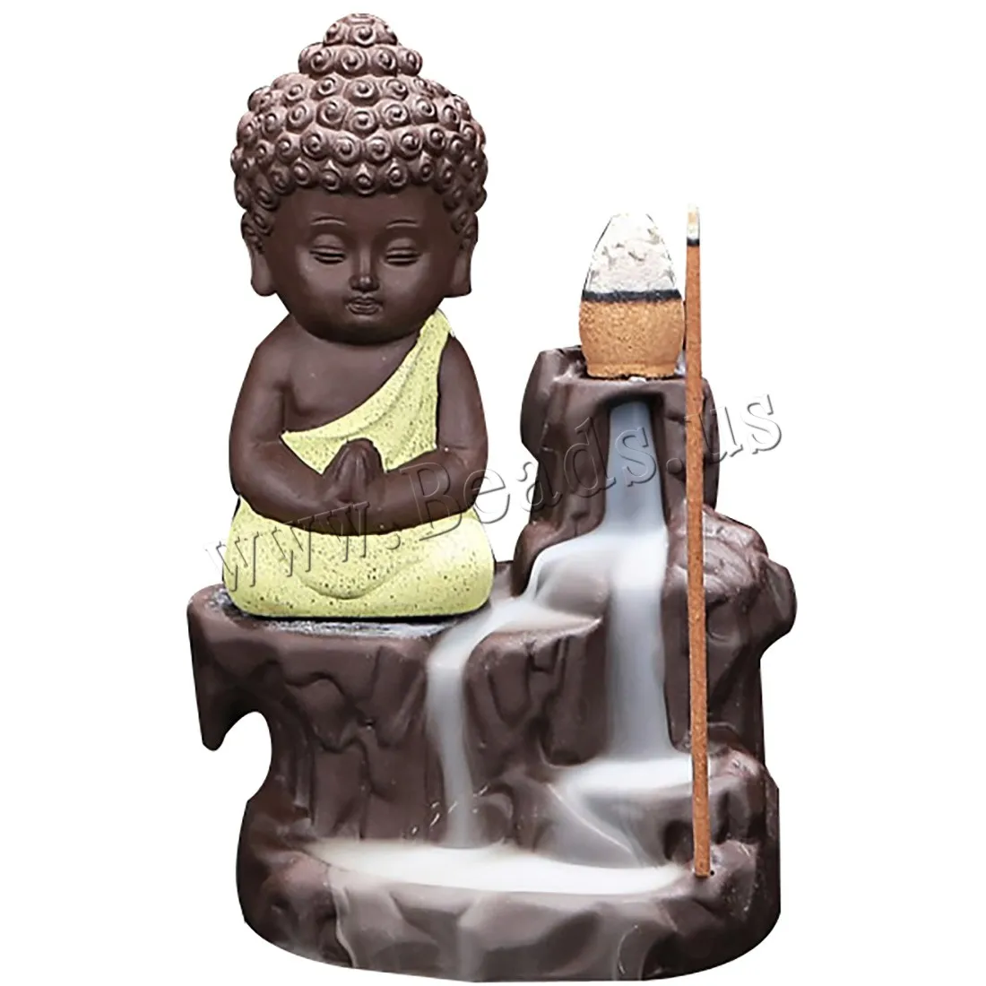 The Little Monk Smoke Waterfall Backflow Incense Burner Small Buddha Ceramic Incense Holder Censer Use In Home Office Teahouse