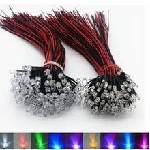 100 шт./партия 20 см Предварительно проводной 3 мм 5 мм светодиодный светильник лампы Prewired излучающие диоды для DIY украшения дома DC12V