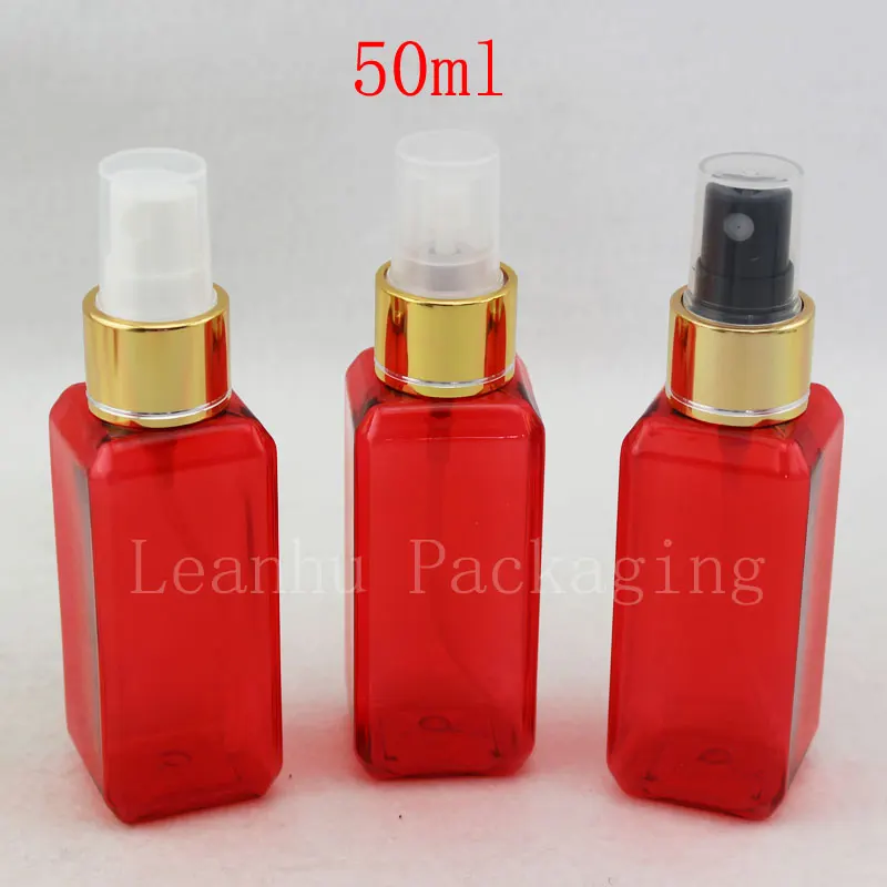 

50ml X 50 Red Perfume Mist Spray Bottle, Makeup setting spray Pump Cosmetic Container Perfumes and Fragrances For Women Empty